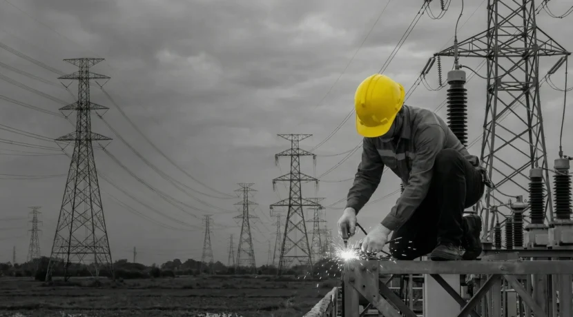telfa-prace-pod-napieciem-01 Elektromonter podczas prac przy infrastrukturze elektroenergetycznej